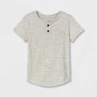 Toddler Boys' Striped Henley Short Sleeve T-shirt - Cat & Jack Heather Cream