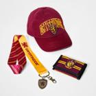 Harry Potter Boys' Gryffindor Hat, Wallet & Lanyard Gift Set - Burgundy Heather