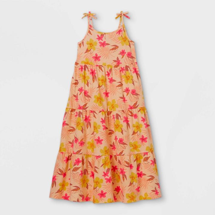 Girls' Printed Knit Sleeveless Maxi Dress - Cat & Jack Light Peach