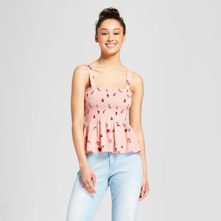 Women's Floral Smocked Tank Top - Mossimo Supply Co. Pink