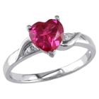 Target 1 5/8 Ct. T.w. Simulated Heart Shaped Ruby And 0.01 Ct. T.w. Diamond Ring In Sterling Silver - Ruby, Red