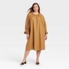 Women's Plus Size Balloon Long Sleeve Dress - Who What Wear Dark Brown