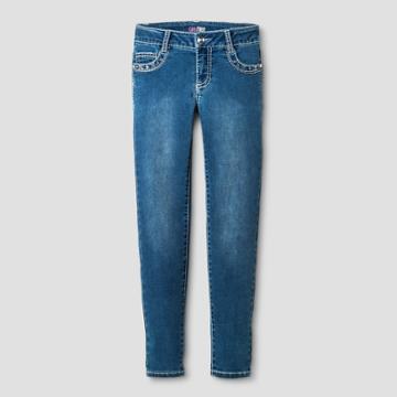 Plus Size Girls First Girls' Knit Skinny Jeans With Rhinestone Details Medium Denim Wash
