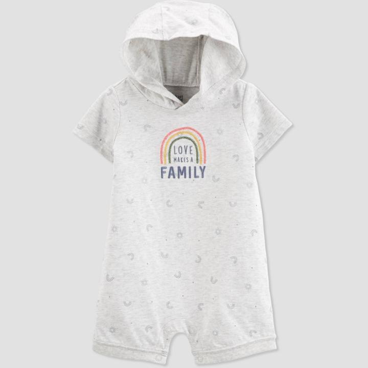 Baby 'love Makes A Family' Romper - Just One You Made By Carter's Gray Newborn