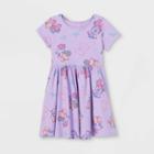 Disney Toddler Girls' Minnie Mouse Short Sleeve Jersey Knit Dress - Purple