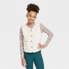 Girls' Button-front Sherpa Vest - Cat & Jack White