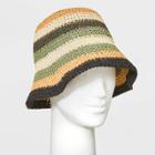 Women's Striped Straw Bucket Hat - Universal Thread Green/gold
