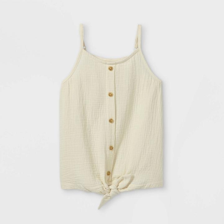 Girls' Button-front Woven Tank Top - Cat & Jack White