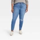 Women's Plus Size High-rise Button Fly Skinny Jeans - Ava & Viv Indigo