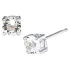 Target Silver Plated Brass Clear Stud Earrings With Crystals From Swarovski (4mm), Girl's,