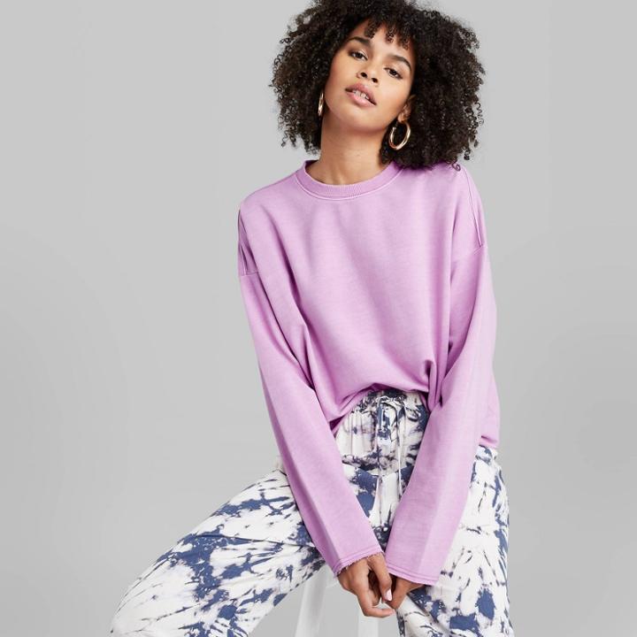 Women's French Terry Sweatshirt - Wild Fable Violet Xs, Women's, Purple