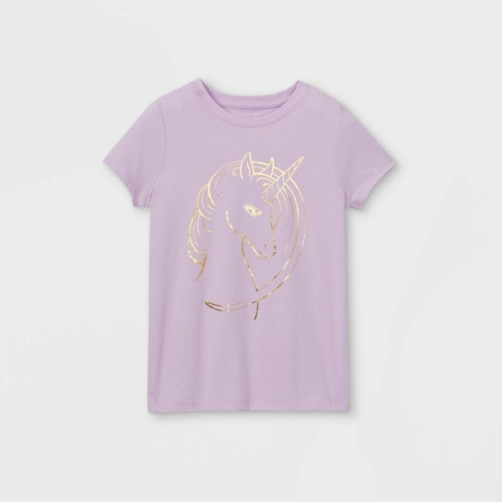 Girls' Shine Unicorn Graphic Short Sleeve T-shirt - Cat & Jack Light Purple