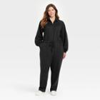 Women's Plus Size Long Sleeve Fleece Jumpsuit - Universal Thread Hematite