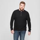 Men's Big & Tall Regular Fit Long Sleeve Textured Henley Shirt - Goodfellow & Co Black