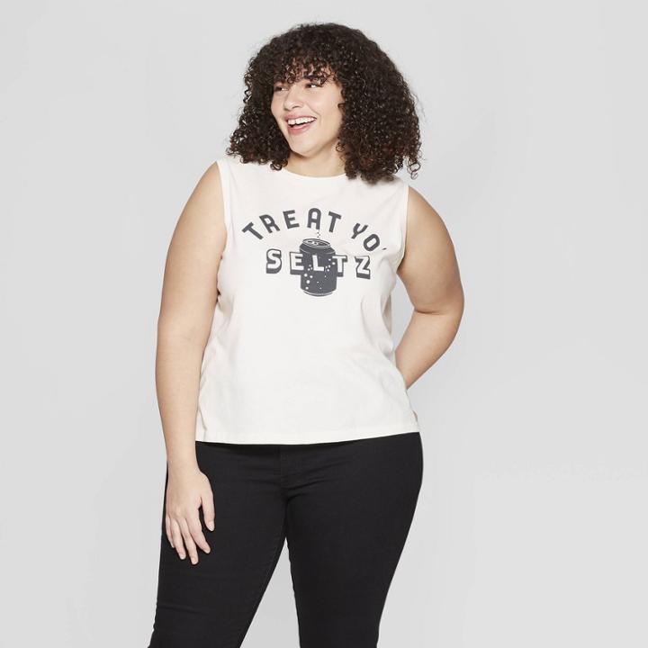 Women's Plus Size Treat Yo Seltz Cropped Tank Top - Fifth Sun (juniors') - White