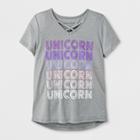 Grayson Social Girls' 'unicorn' Graphic Short Sleeve T-shirt - Athletic Heather
