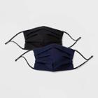 Women's 2pk Adjustable 3 Ply Pleated Fabric Face Mask - Universal Thread Navy Blue/black