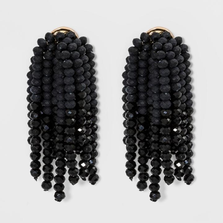Beaded Drop Earrings - A New Day Black