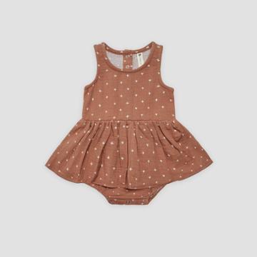 Q By Quincy Mae Baby Girls' Gauze Bodysuit Dress - Clay Brown