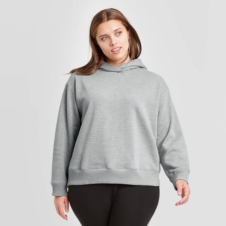 Women's Plus Size Hooded All Day Fleece Sweatshirt - A New Day Gray