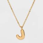 Puffy Initial Charm 'j' Pendant Necklace - Wild Fable Gold