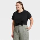Women's Plus Size Short Sleeve Slim Fit Casual T-shirt - A New Day Black