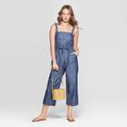 Women's Sleeveless Square Neck Tank Denim Jumpsuit - Universal Thread Blue