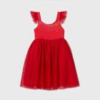 Girls' Flutter Sleeve Satin Tulle Dress - Cat & Jack Red