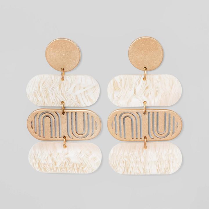 Multi Mixed Solid And Cutout Soft Rectangle Charm Drop Earrings - Universal Thread