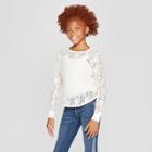 Girls' Lace Long Sleeve T-shirt - Art Class Cream