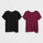 Girls' Side Tie 2pk T-shirt - Art Class Black/maroon