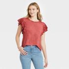 Women's Short Sleeve Lace Detail T-shirt - Knox Rose Red