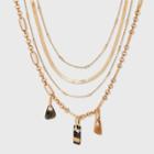 Mixed Sectioned Charm Layered Chain Necklace - Universal Thread Black
