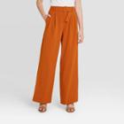 Women's Belted Wide Leg Pants - A New Day Rust