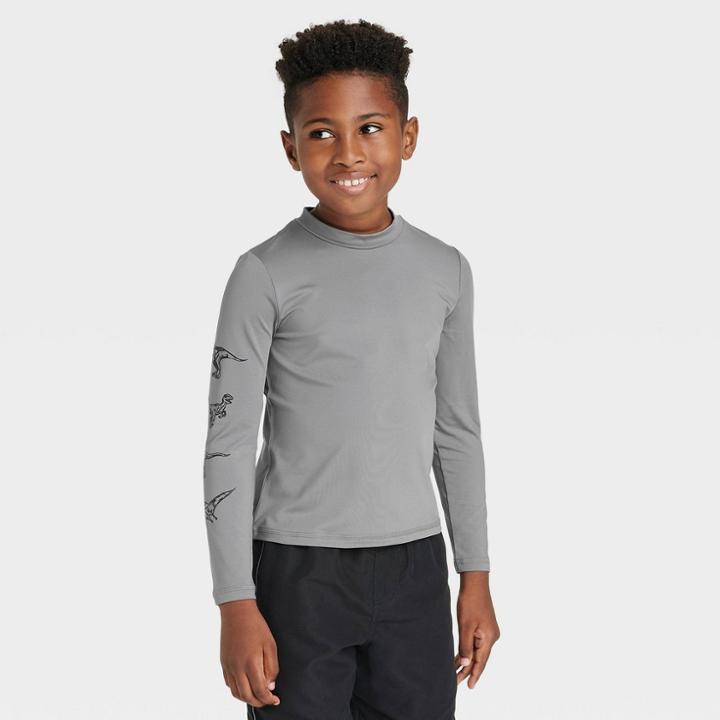 Boys' Dinosaur Long Sleeve Rash Guard Swim Shirt - Cat & Jack Gray