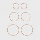 Endless Hoop Rose Gold Over Sterling Silver Three Earring Set - A New Day Rose Gold