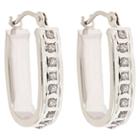 Target Sterling Silver Hoop Earrings With Diamond Accents, White