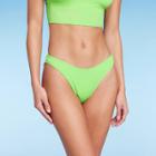 Women's Ribbed Scoop Front High Leg Cheeky Bikini Bottom - Wild Fable Green X