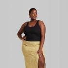 Women's Plus Size Lace Trim Rib-knit Tank Top - Wild Fable Black