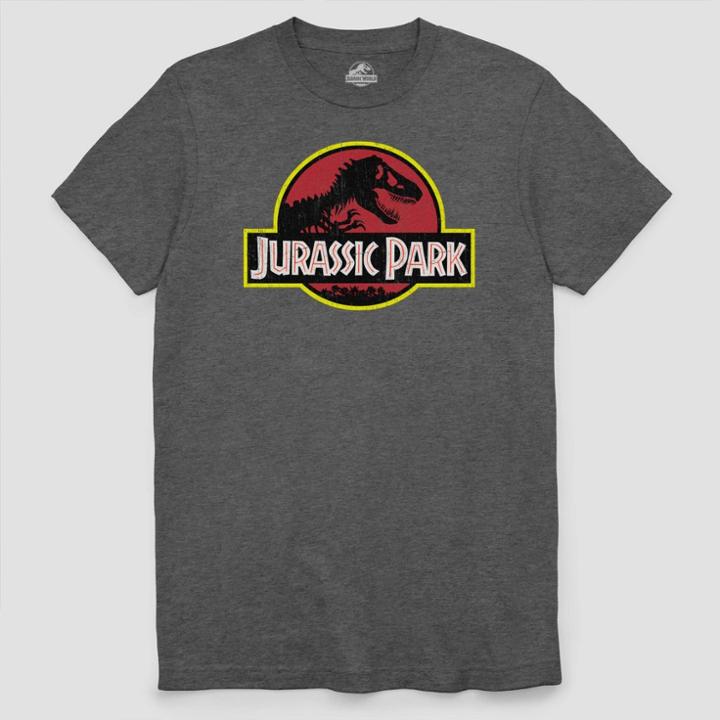 Men's Tall Jurassic Park Short Sleeve Graphic T-shirt Charcoal Heather