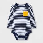 Baby Boys' Striped Long Sleeve Bodysuit With Pocket - Cat & Jack Navy Newborn, Blue