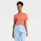 Women's Short Sleeve Slim Fit T-shirt - A New Day Orange
