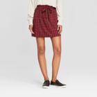 Women's Gingham Check Paperbag Waist Skirt - 3hearts (juniors') Red/black