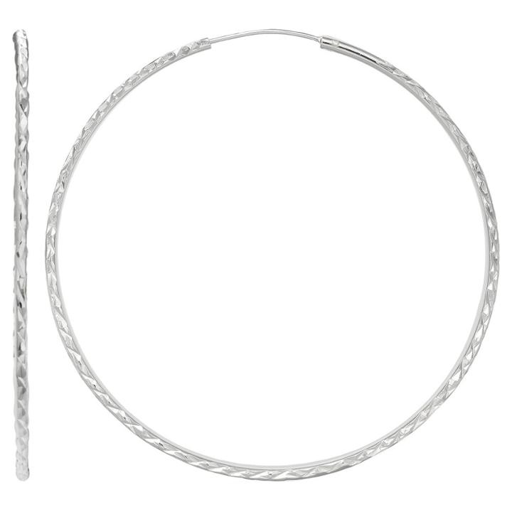 Distributed By Target Diamond Cut Endless Hoop Earrings In Sterling Silver - Gray