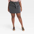 Women's Plus Size High-rise Tie-waist Denim Mini Skirt - Universal Thread Black