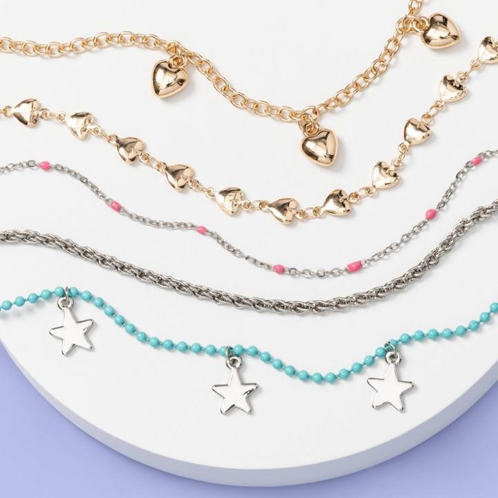 More Than Magic Girls' 5pk Gold Star And Heart Bracelet Set - More Than