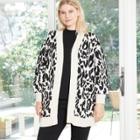 Women's Plus Size Leopard Print Cardigan - Who What Wear Black