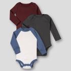 Lamaze Baby 3pk Organic Cotton Long Sleeve Raglan Bodysuit - Charcoal Gray Newborn