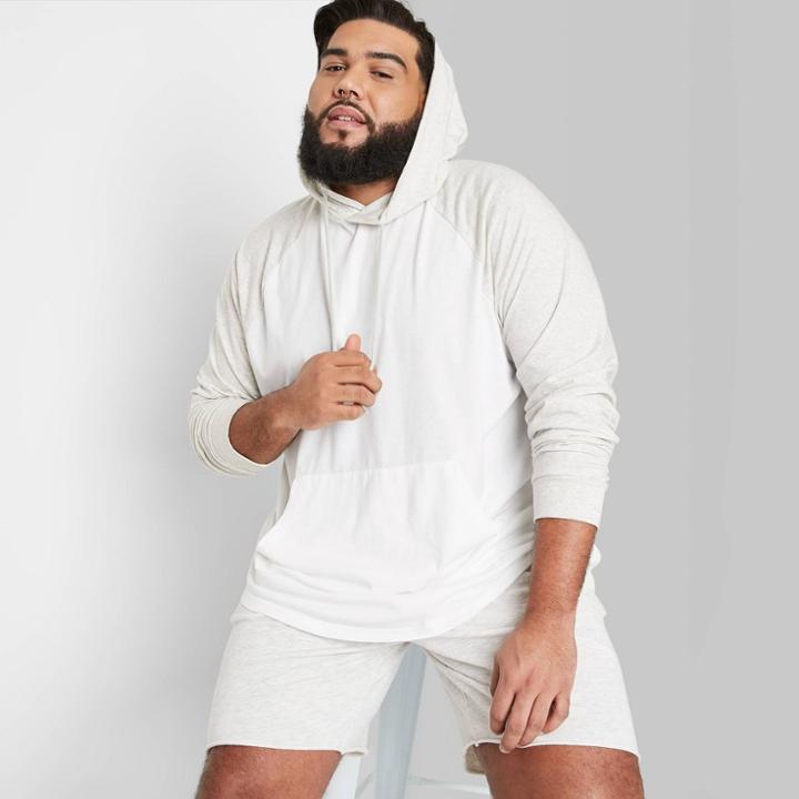 Men's Big & Tall Long Sleeve Raglan Hooded T-shirt - Original Use True White