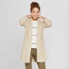 Women's Cable Open Cardigan Sweater - A New Day Oatmeal